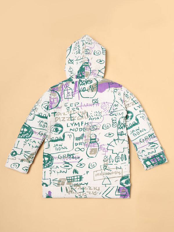 Ridokidz Boys Full Sleeves Printed Hooded Zipper Jacket With T-shirt